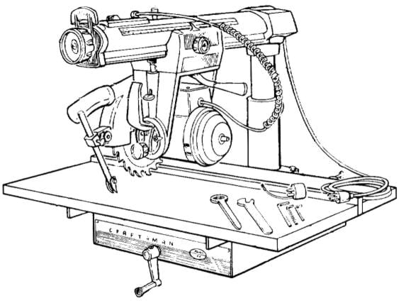Set of Craftsman Radial Arm Saw Adjusting Knobs & Elev Crank Model 113.29402 etc
