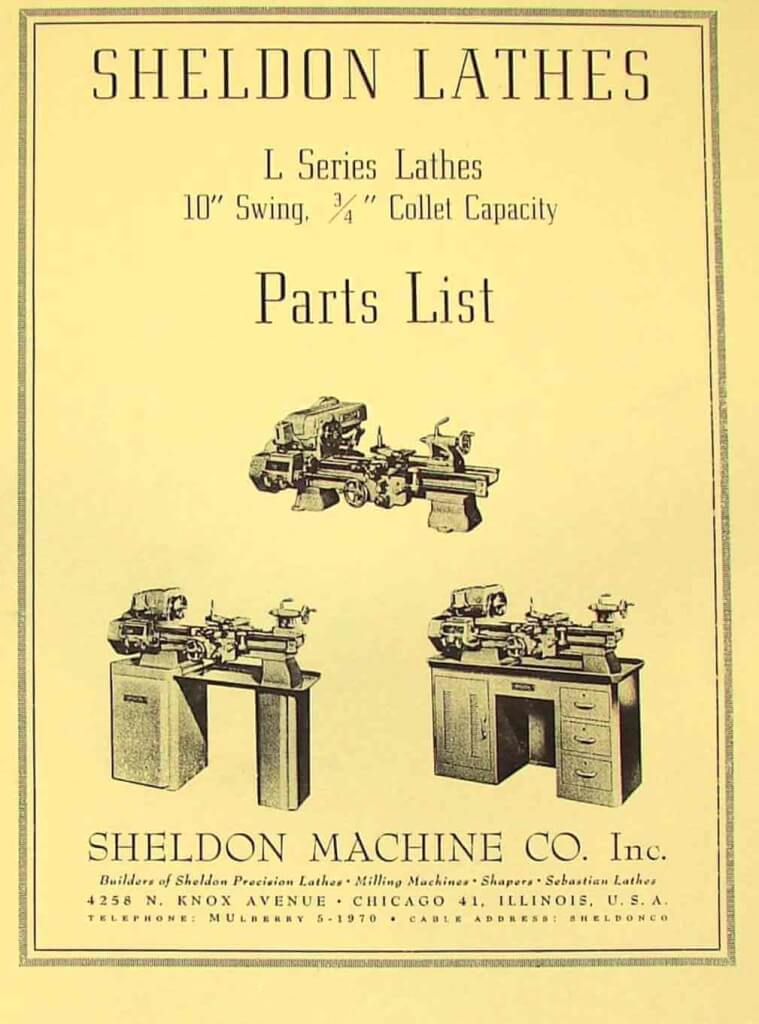 SHELDON L Series 10" Metal Lathe Parts Manual Ozark Tool Manuals & Books