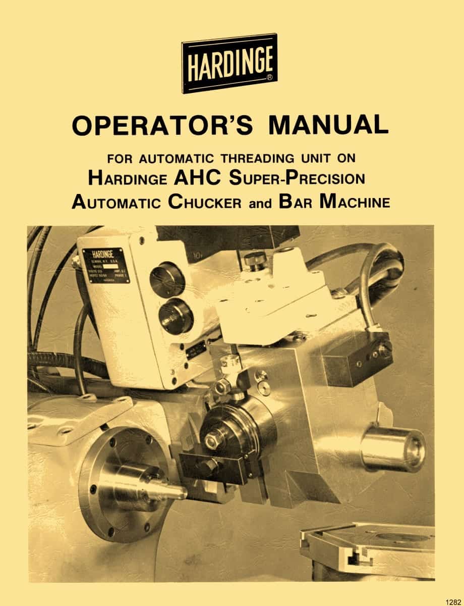 Hardinge Lathe & Milling Machine Manuals