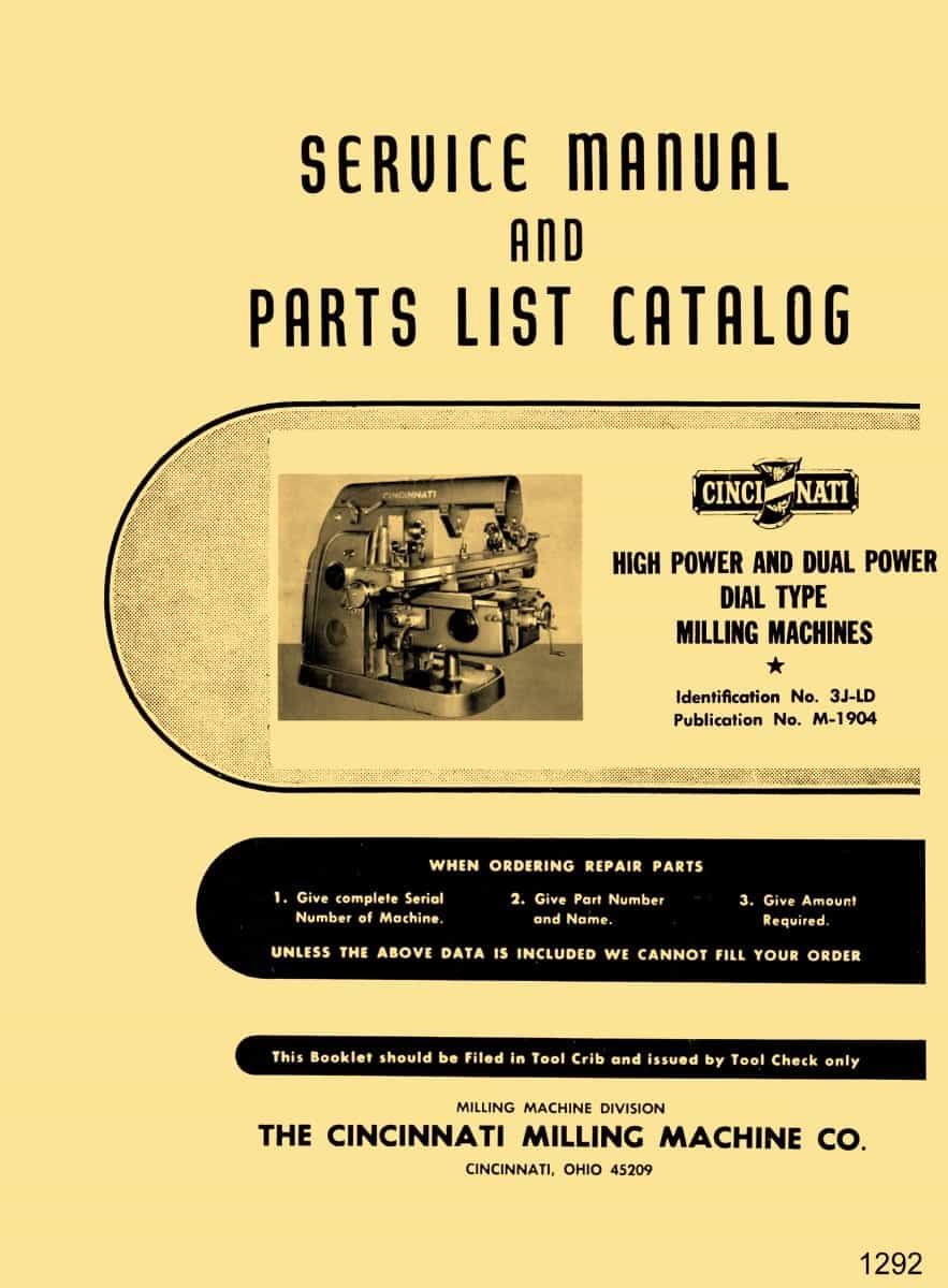 Milling Machines Ozark Tool Manuals & Books