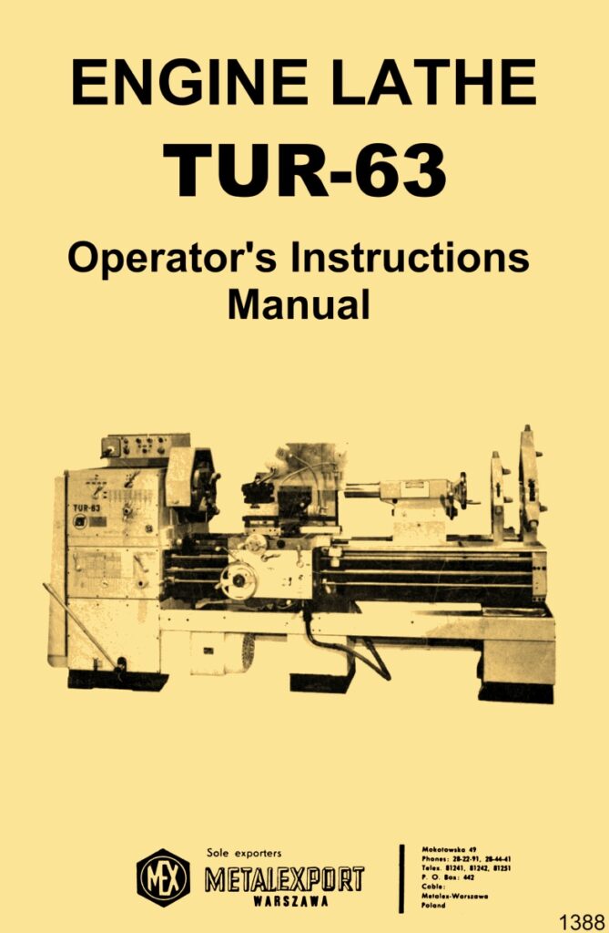 TUR63 Toolmex, Wafum, Polamco Metal Lathe Operator Instructions Speed
