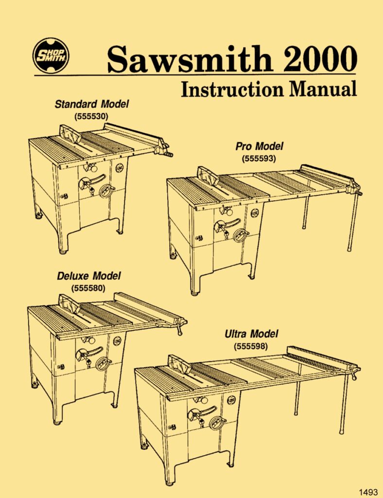 SHOPSMITH Sawsmith 2000 Table Saw Owner