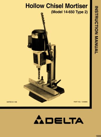 Delta 14-650 Type 2 Hollow Chisel Mortiser manual cover
