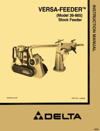 Delta 36-865 Stock Feeder manual cover
