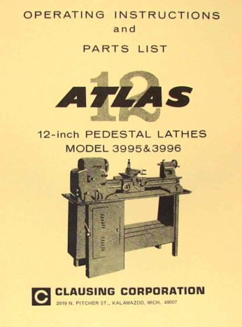 Craftsman 12" Metal Lathe Operating Manual and Parts List 101.28980 & 101.28990