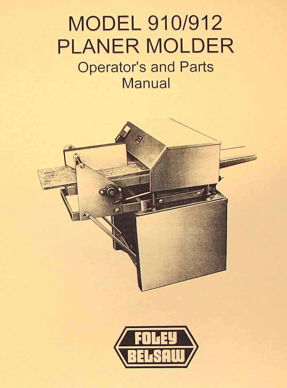 PDF CDROM Belsaw Planer Models 910 912 Operators and Parts Manual 
