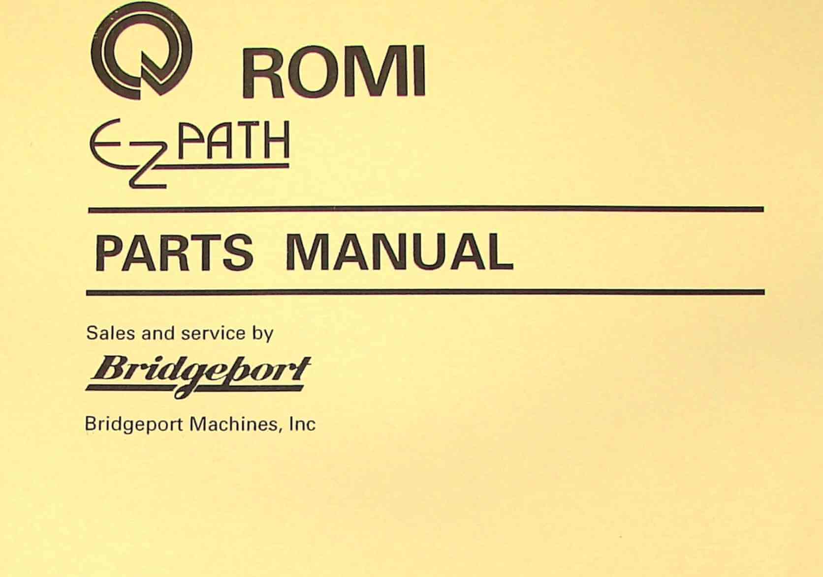 BRIDGEPORT ROMI Ez-Path 16.5" Metal Lathe Parts Manual 0077 