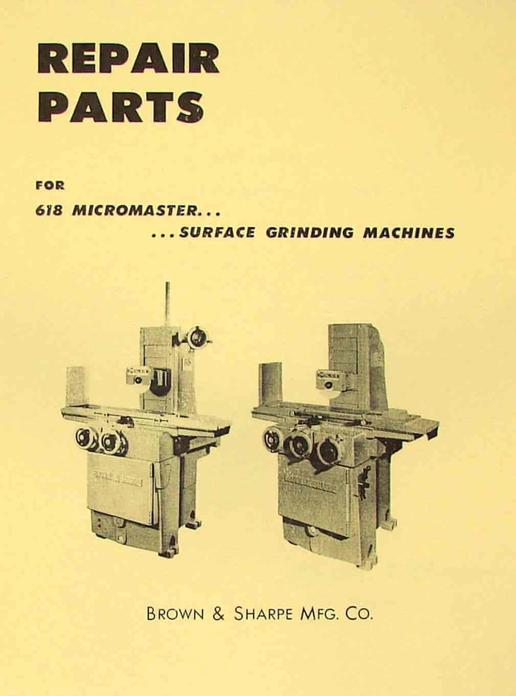 Brown & Sharpe 618 & 818 Micromaster Series II Replacement Parts Manual 