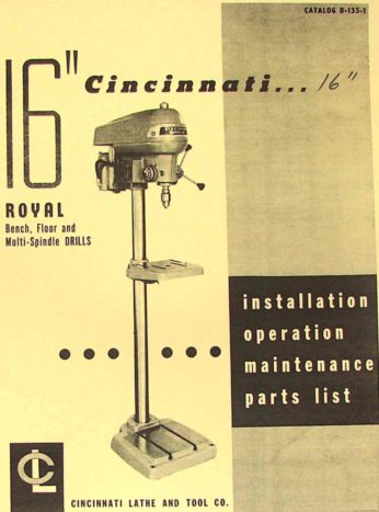 CINCINNATI Royal 18" LE Drill Press Operations & Parts Manual 0856 