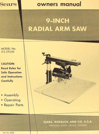 Radial Arm Saw Operator \u0026 Parts Manual 