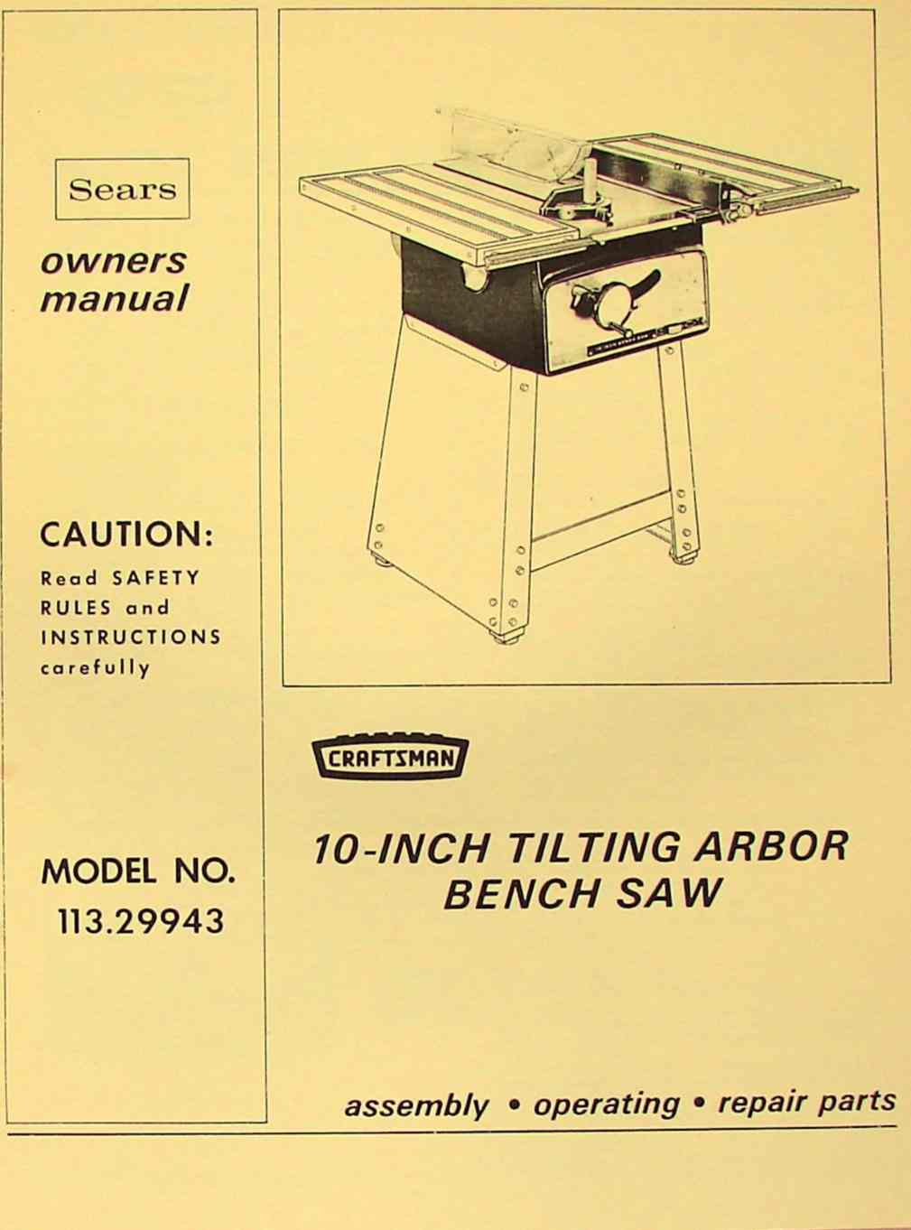Tilting Arbor Bench Saw Operator 