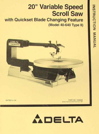 24" Scroll Saw Instructions Delta Rockwell No 40-306 & No 40-440 