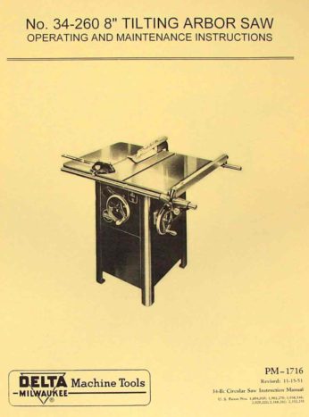 Details about   Delta 10" inch Cabinet Saw 36-729 Operator Instruction Maintenance Manual 