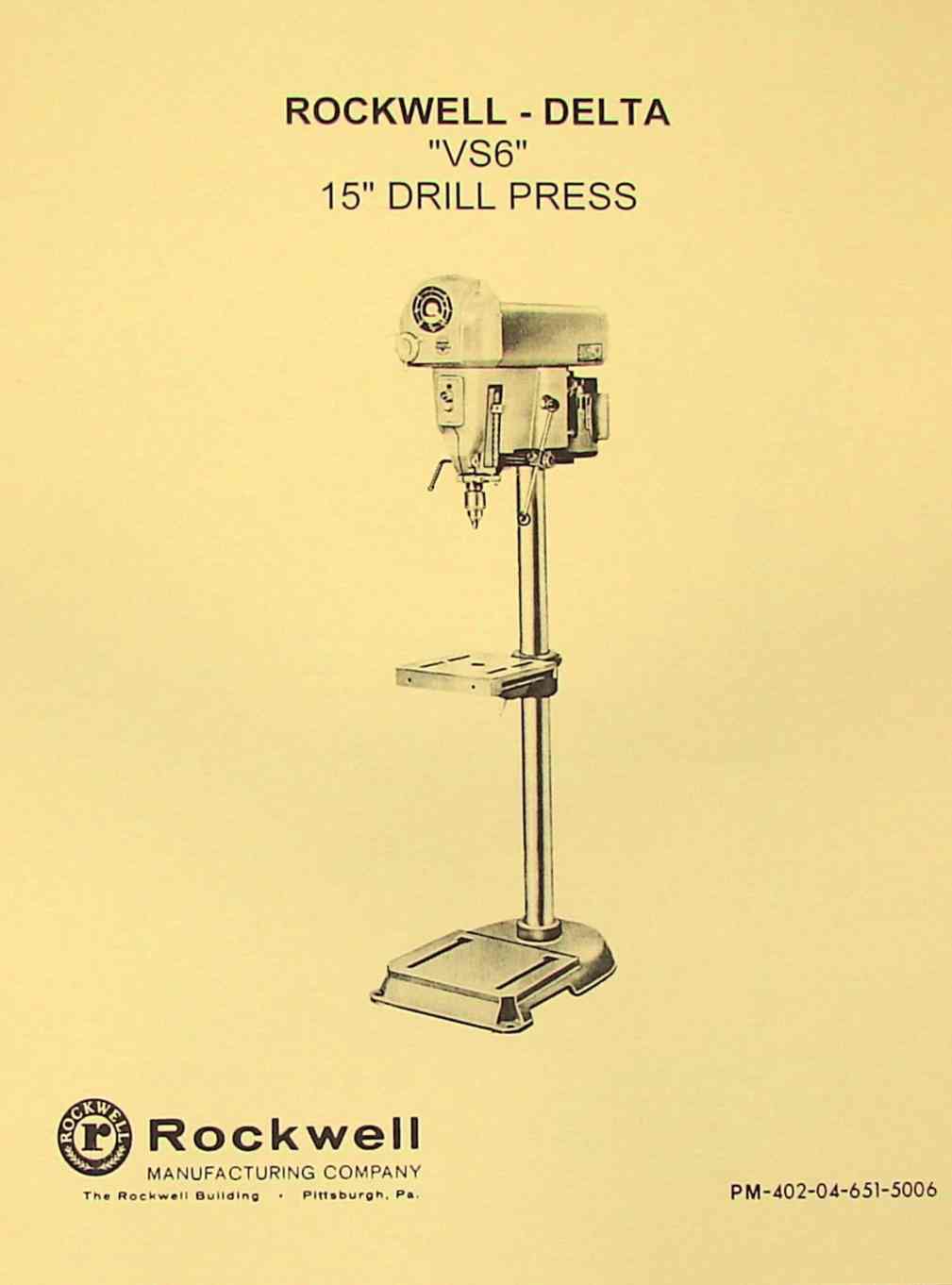 Rockwell-Delta 15-665 & 15-660 Drill Press Manual - Reproduction Instructions & Parts Guide
