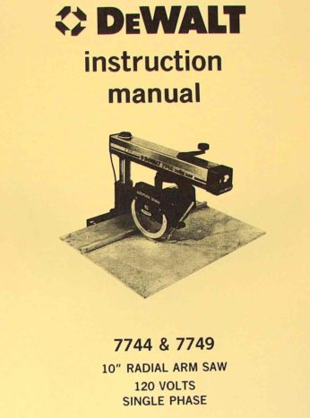 DEWALT GR Radial Arm Saw Instructions Manual 0260 