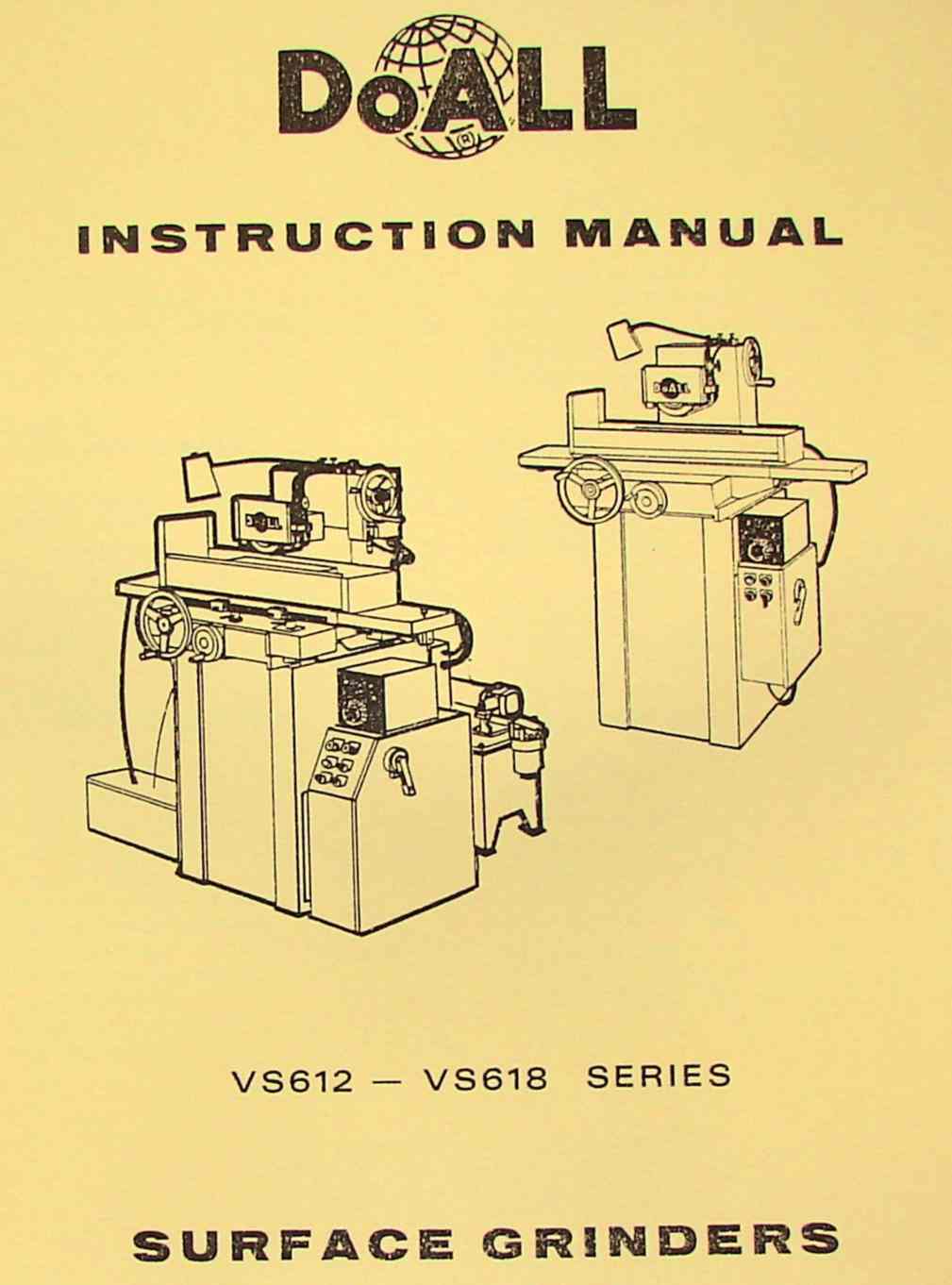 DoALL VS612 VS618 Surface Grinder Operator's Manual 0276 