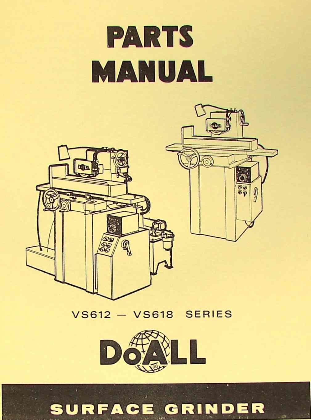 DoALL VS612 VS618 Surface Grinder Parts Manual 0277 