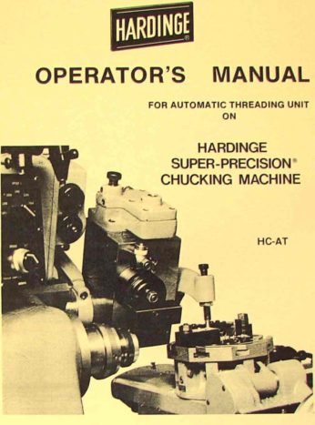 HARDINGE HC & HC-R Chucking Machine Lathes Operator’s Manual 1121 