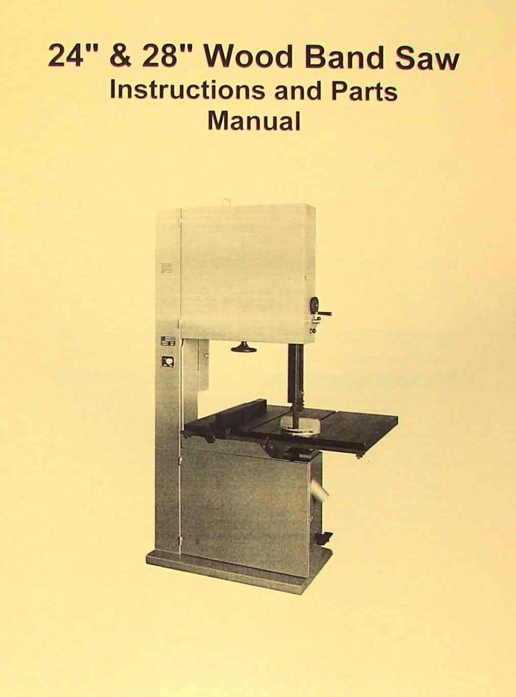 JET/Asian WBS-24 WBS-28 24" & 28" Band Saws Operator's & Parts Manual 0393 