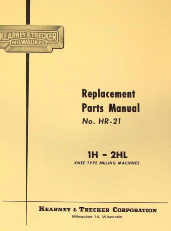 Kearney Trecker Milling Machine Standard Attachments Parts List Manual *366 