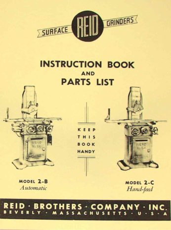 Reid Fayscott HA/HD 618 Surface Grinder Instructions and Parts Manual 