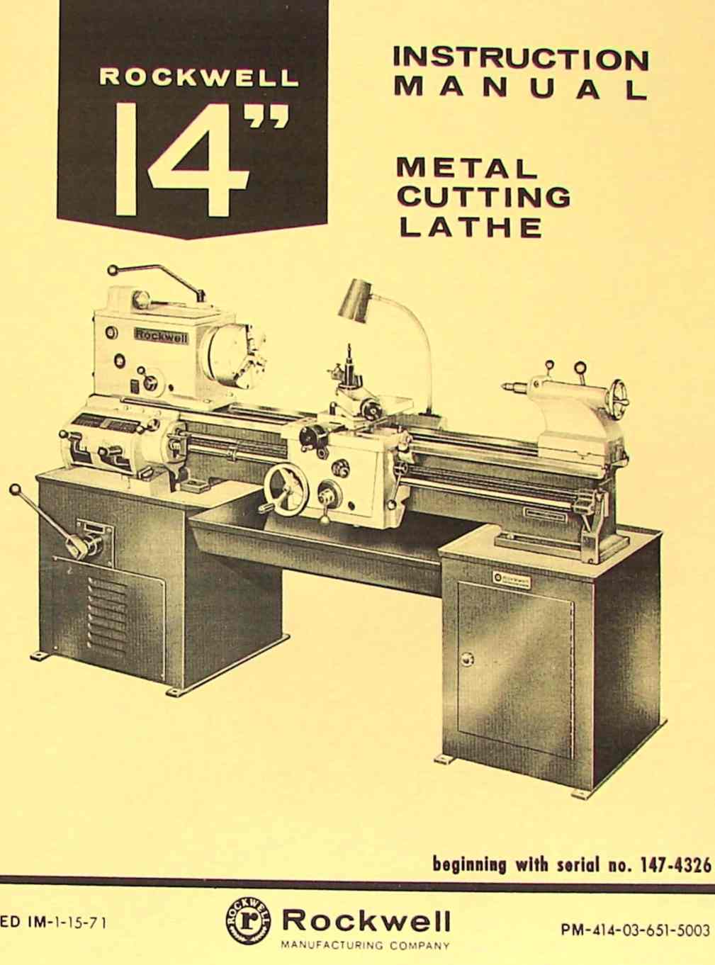 Details about   Rockwell 14” Metal Cutting Lathe Instructions & Parts Manual 