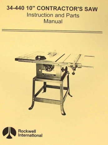 34-426 and 431 Delta 10" Table Saw Instruction Manual for Model No 