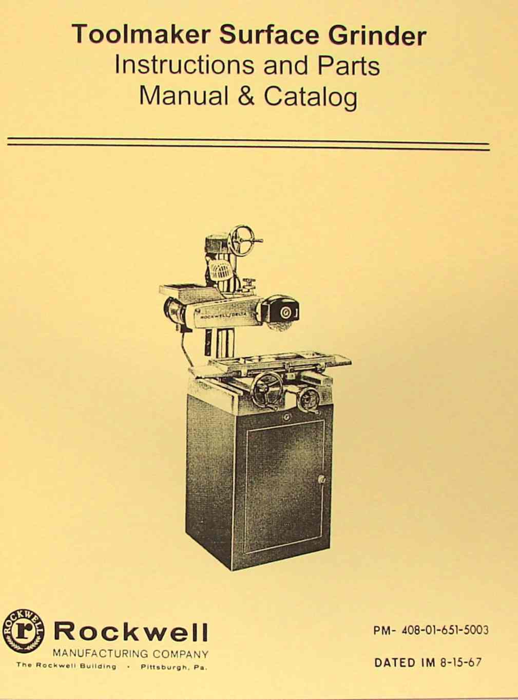 ROCKWELL Surface Grinder Operating/Parts Manual 0619