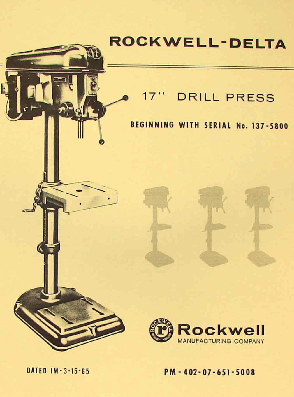 DELTA-HOMECRAFT Radial Drill Press Operator's & Parts Manual 0236 