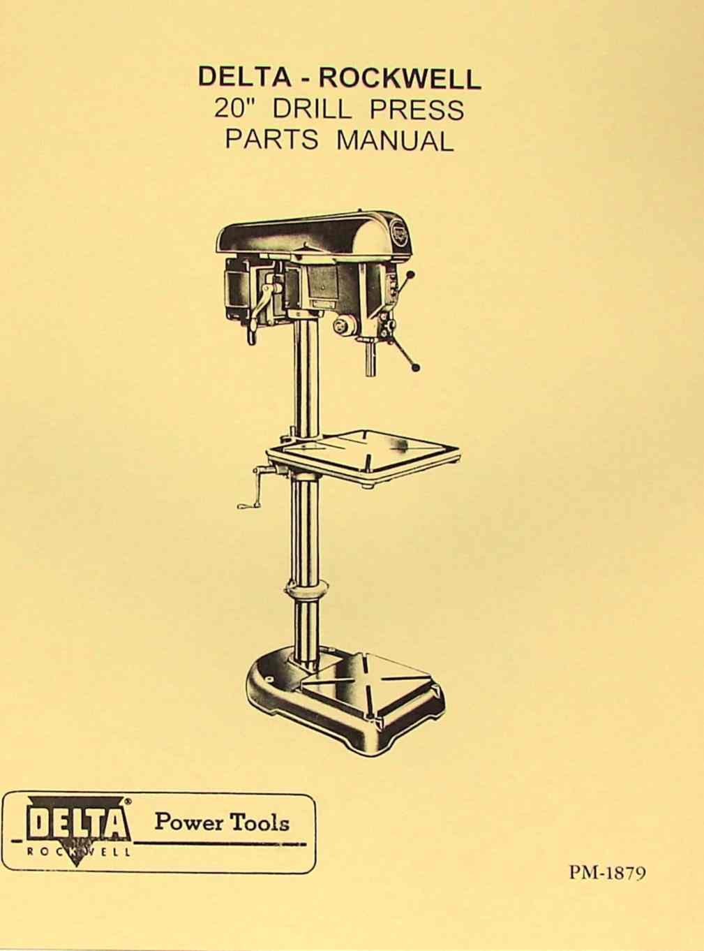 Rockwell Delta 15" Utility Drill Press Instruction & Parts List Manual #1918 