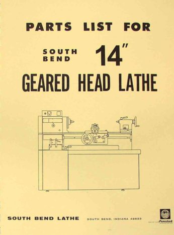 South Bend Lathe CE3458 10" 13" 14 1/2" 16" 16/24" Maintenance Parts Manual 1995 