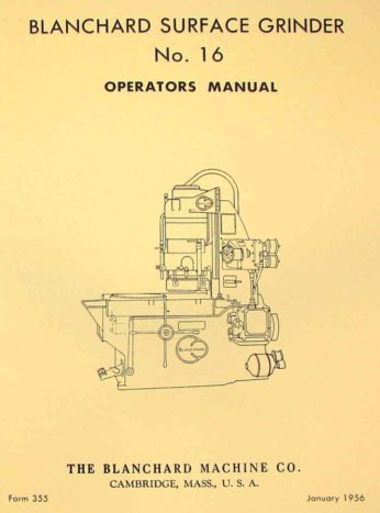 Surface Grinder Blanchard 11 Parts Manual 1953 