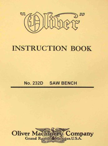Oliver #116 Band Saw Manual & Parts List PDF 