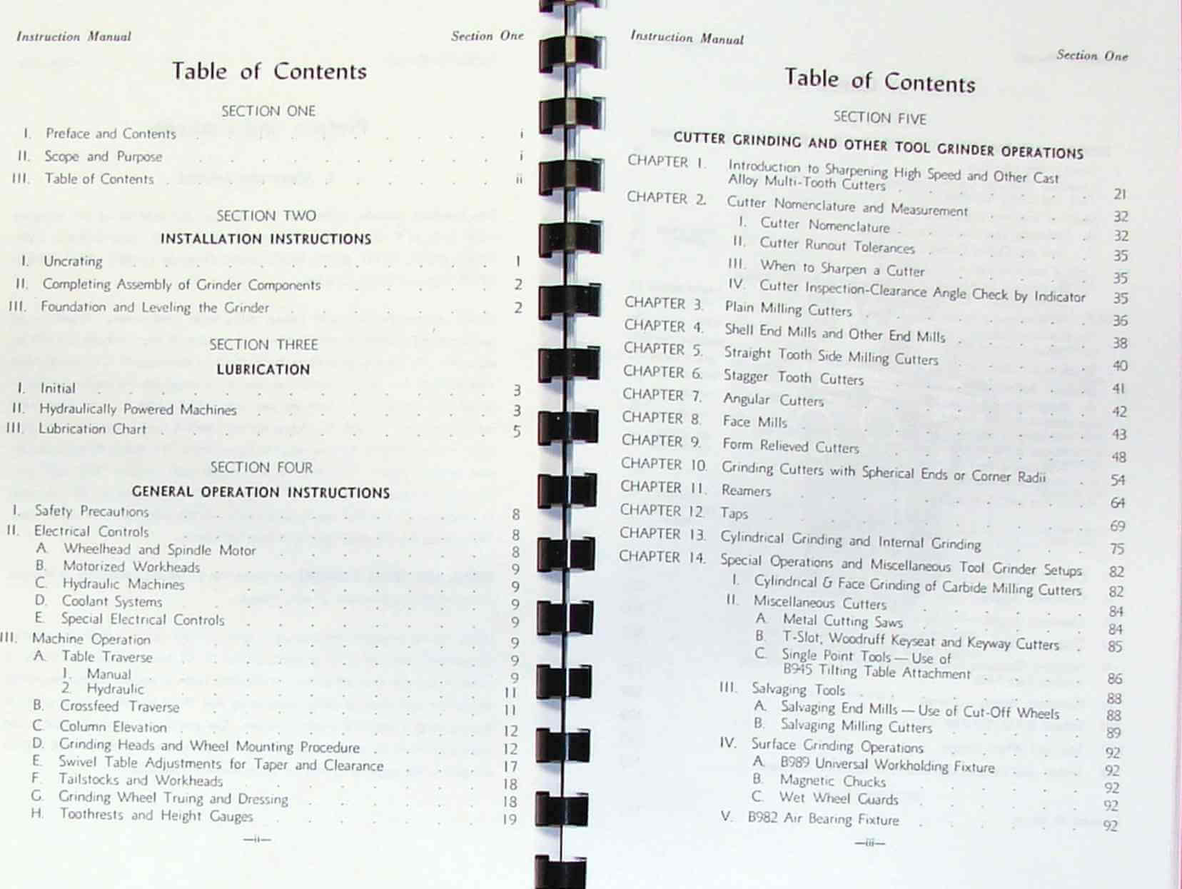 Covel #32 Universal & Tool Grinder Operator & Parts List Manual #1419 