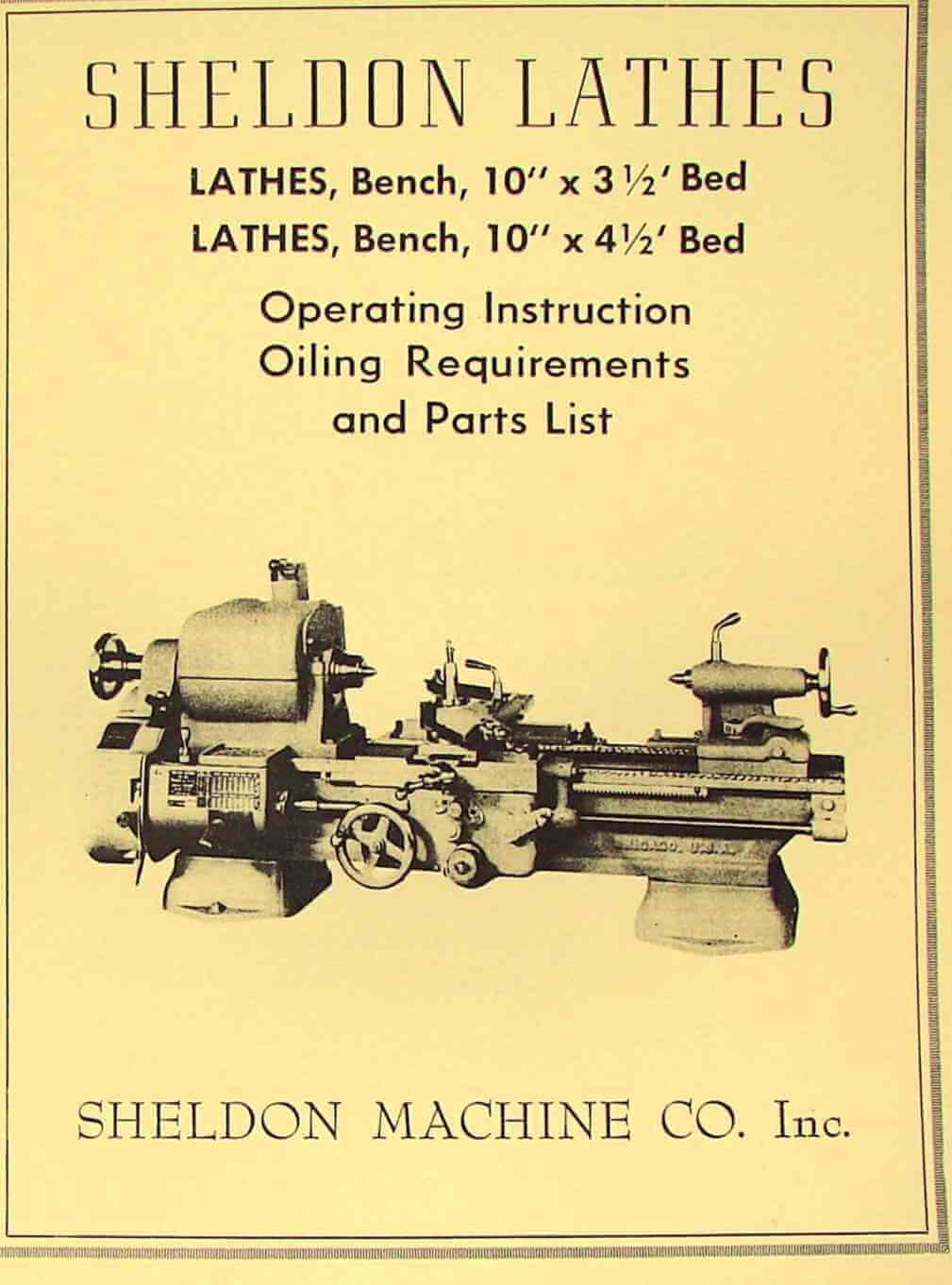 SHELDON 11" Metal Lathe Parts Manual 0651 