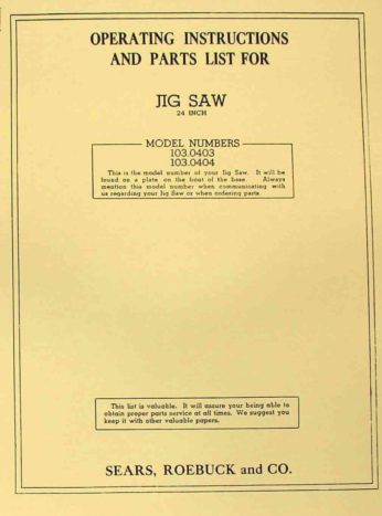 103.0404 Jig/Scroll Saw Instructions 