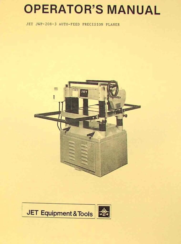 JETAsian JWP2083 Wood Planer Operator's Instructions & Parts Manual Ozark Tool Manuals & Books