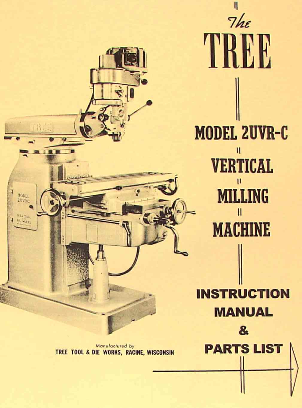 TREE 2VG Vertical Milling Machine Operator's & Parts Manual 0724 
