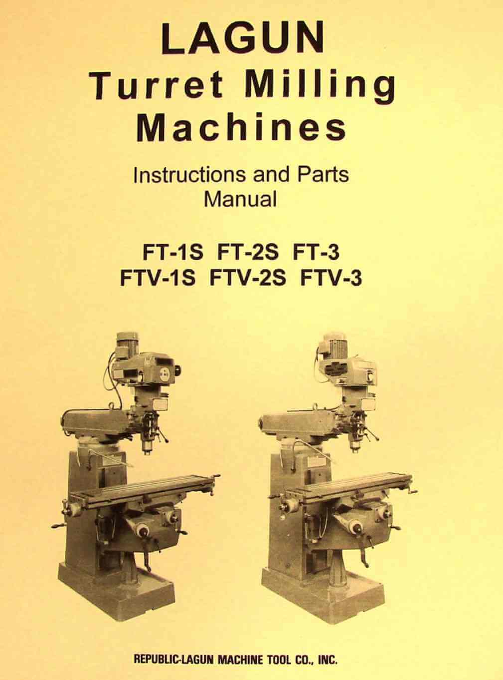Milling Machine Instruction and Parts Manual Details about   Lagun FTV-2 