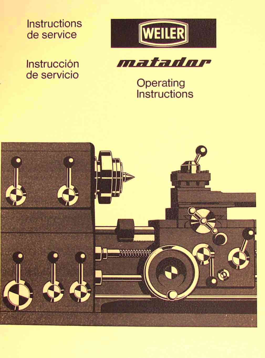 WEILER Matador Lathes Models W and VS Operating Instruction and Part Manual 1030 