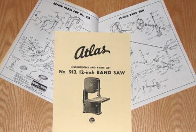 ATLAS 912 12" Band Saw Operator Parts Manual 0030 