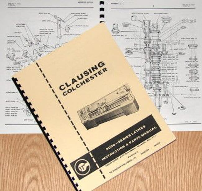 CLAUSING/Colchester 17" 8000 Series Metal Lathe Operator & Part Manual 0158 
