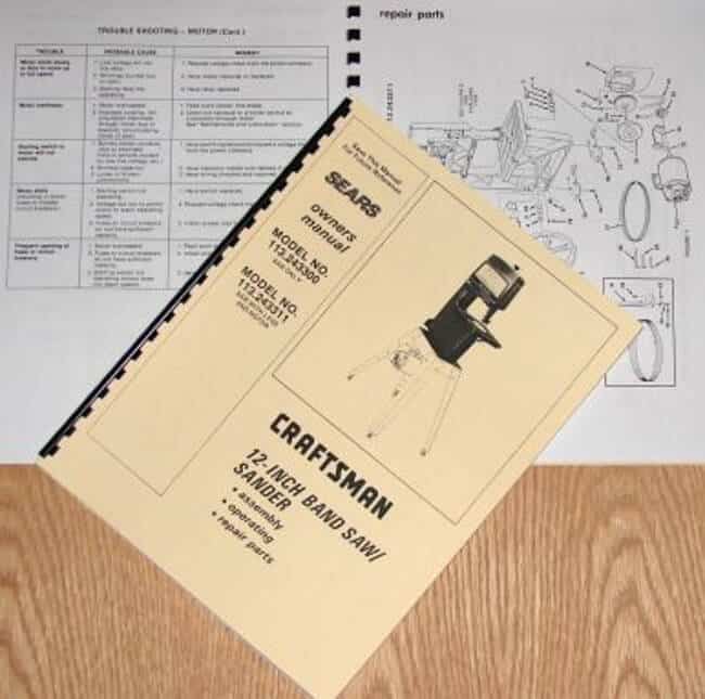 Craftsman 12 Band Saw Owner's Manual at Madeline Lampert blog