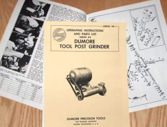 Dumore Series 44 Tool Post Grinder Machine Manual 