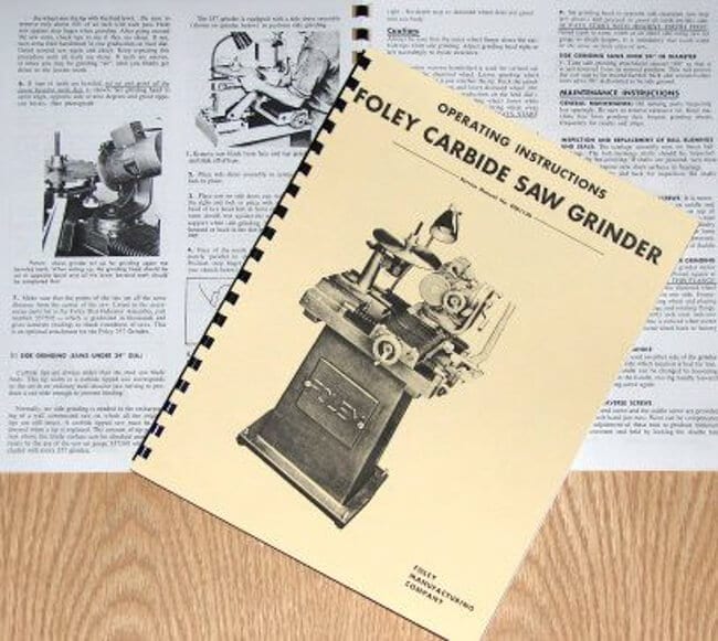 Foley Belsaw  Model 357 Carbide Saw Grinder Operator & Parts List Manual 1189 
