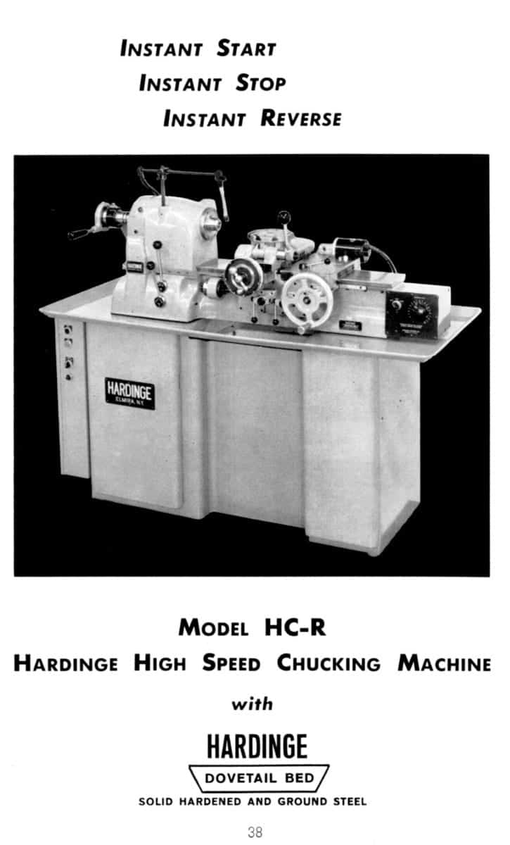 HARDINGE HC & HC-R Chucking Machine Lathes Operator’s Manual 1121 