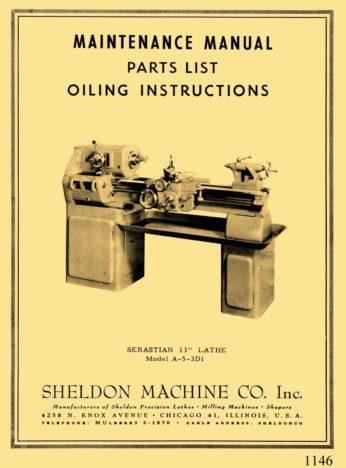 SHELDON 15 inch Precision Metal Lathe Parts Manual 0653 