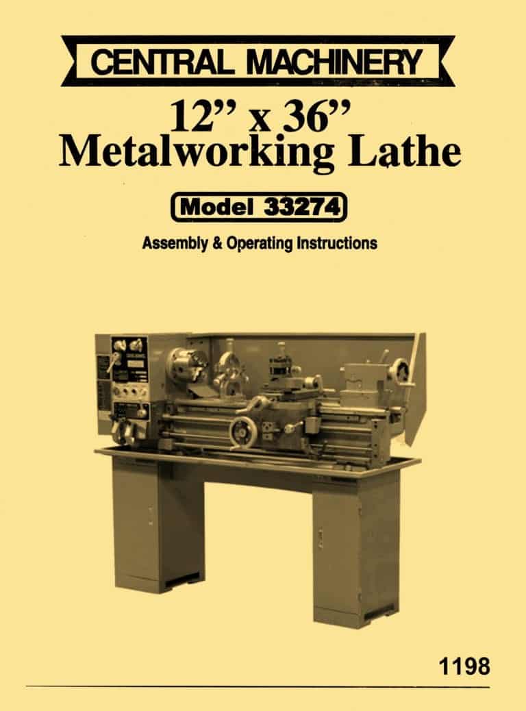Central Machinery, Asian 12"x 36" Metal Lathe Model 33274 Instructions