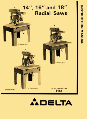 Delta Super 990 10" Radial Saw Instruction & Parts List Manual #1962 