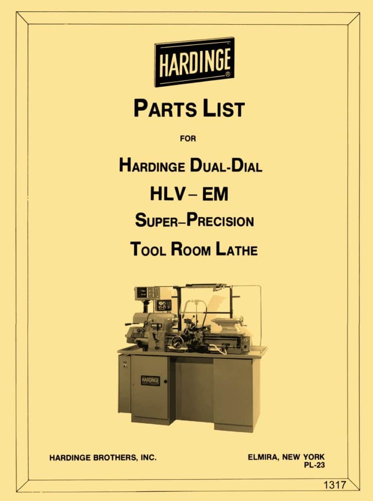 HARDINGE Dual Dial HLV-EM Metal Toolroom Lathe Parts Manual - Ozark ...